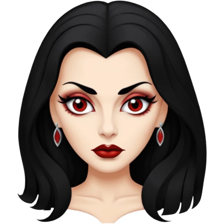 vampira parda sexy com cabelo preto longo e liso e franja e olhos pretos emoji
