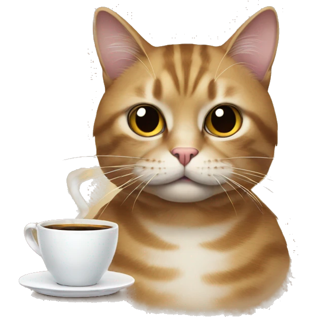 Cat with coffee and cigarete emoji