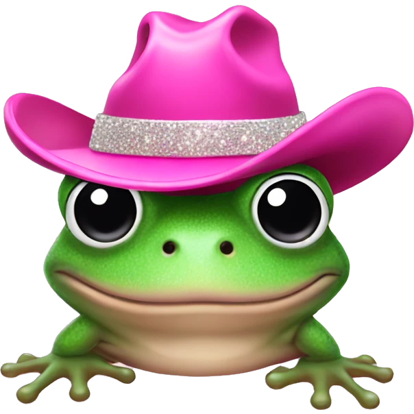 Frog wearing a sparkly pink cowboy hat  emoji