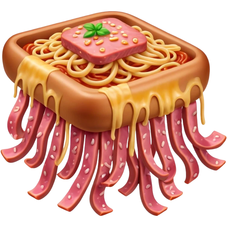  SPAM meat melted flying spaghetti pink gooey slop art emoji