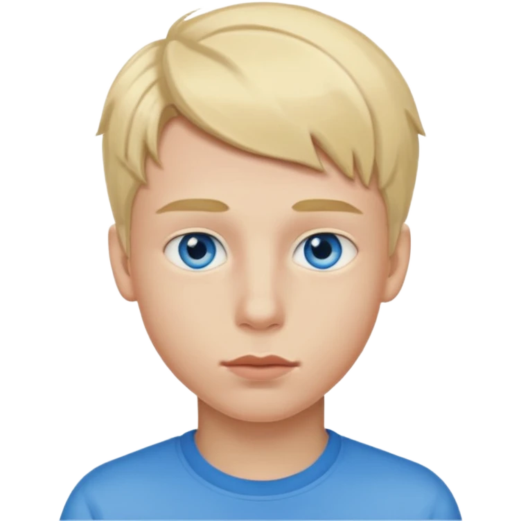 Teenage boy with blue eyes, blonde hair and thick lips emoji