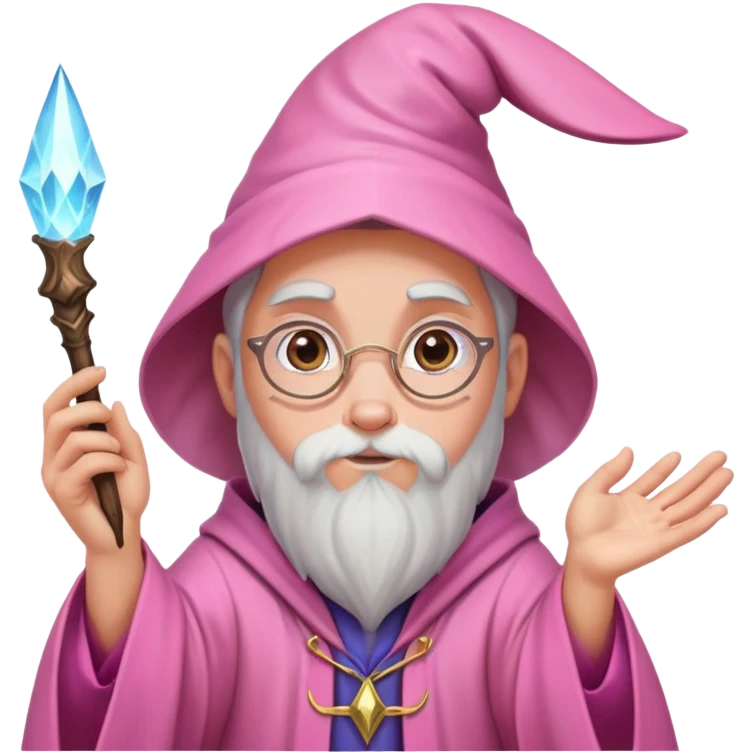 Wizard casting spells pink and bunny emoji