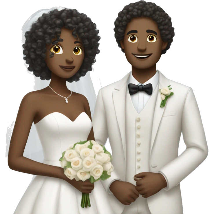 two people getting married curly hair  skin emoji