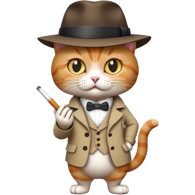 Cat detective smoking cigarette emoji