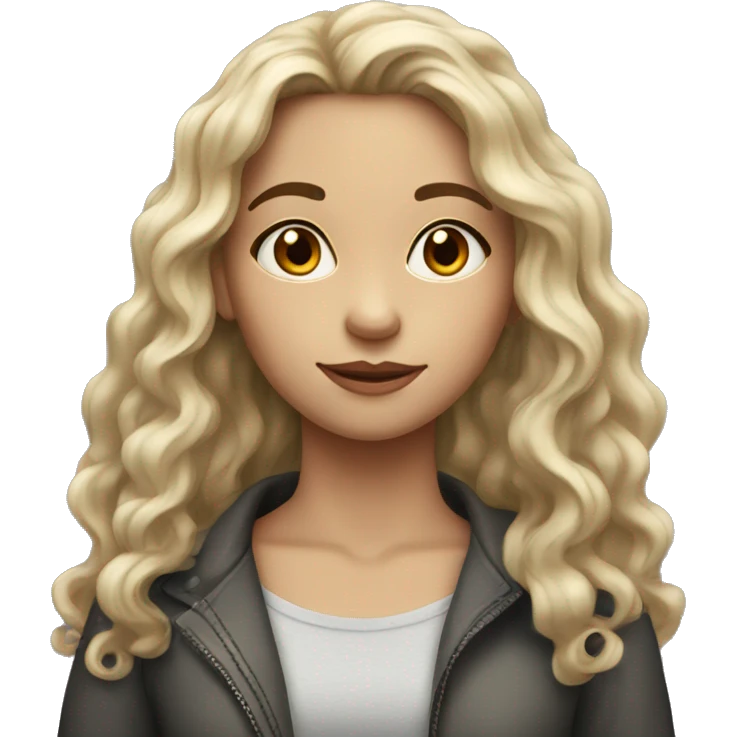 a girl with long dark curly hair and fair skin emoji