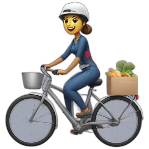 meal delivery woman on bicycle emoji