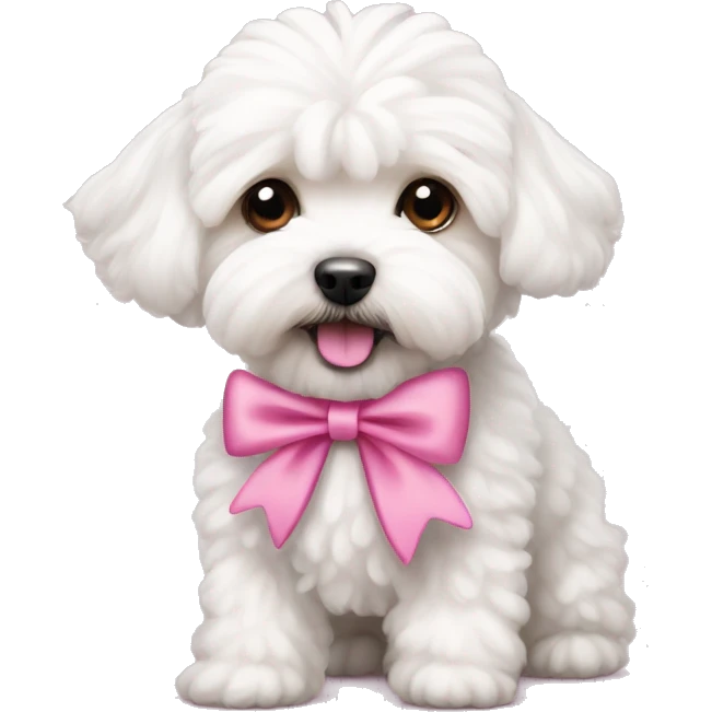 white maltipoo with two pink bows  emoji