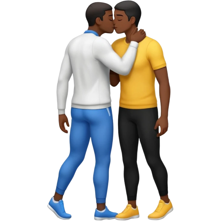 Full body view 2 naked men. White and black,  making out. Having sex emoji