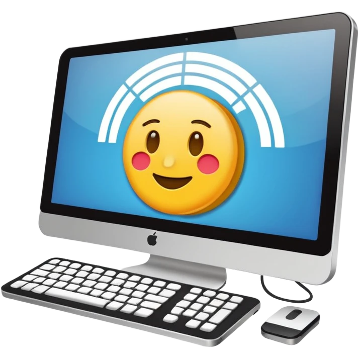 Emoji-style illustration of computer-based planning, flat vector look, bold outlines, minimal details, no background emoji
