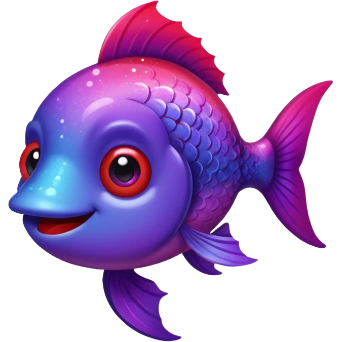 color gradient between red and purple glitter cute happy fish emoji