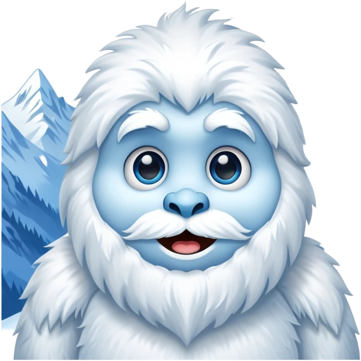 friendly yeti snowman in snowy mountains emoji