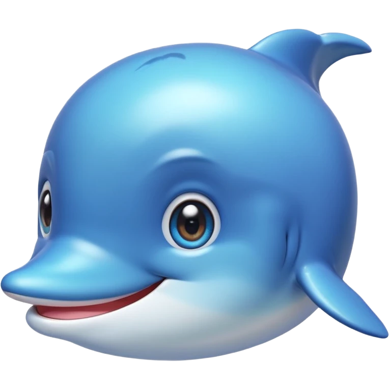 extremely cute aesthetic dolphin with huge shiny round eyes, soft blue tones, extra friendly smile, maximally charming, kawaii-inspired, apple emoji style emoji