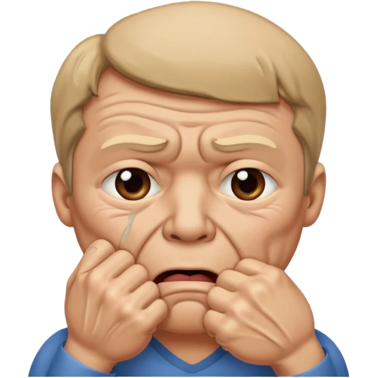 Crying man with his fist holding to his mouth emoji