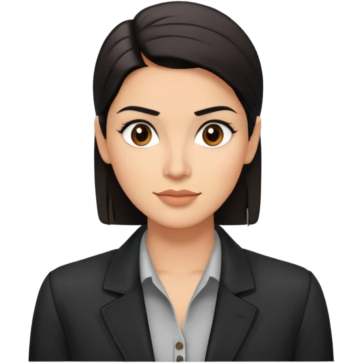 Attractive broad-shouldered Hispanic TV presenter, light brown complexion, square face with defined jawline, short straight black hair combed back with faded sides, friendly expression, black jacket with white buttoned shirt emoji