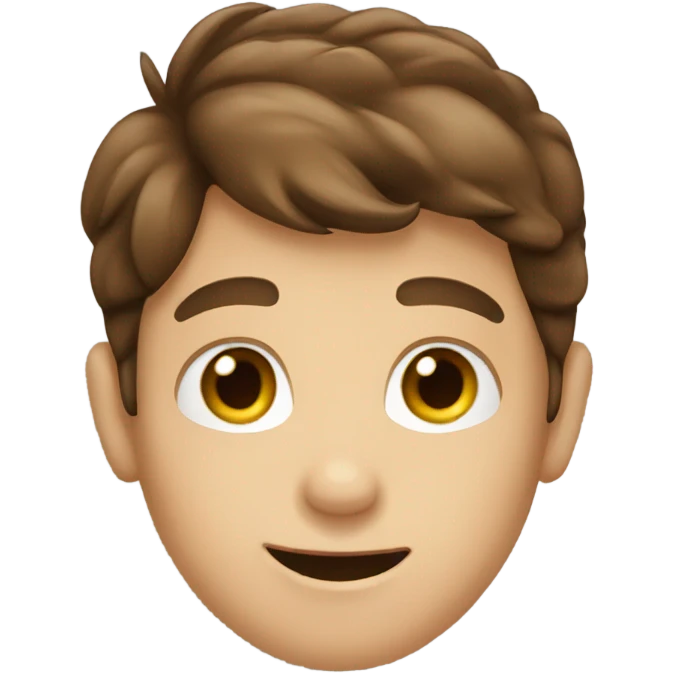 brown haired boy portrait waving hi emoji