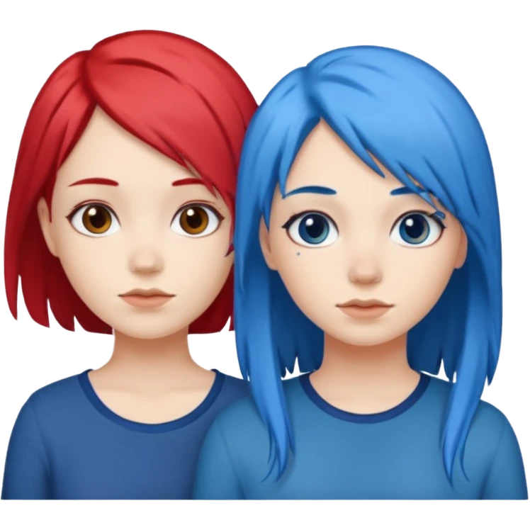 👭one having blue hair and one having red hair emoji