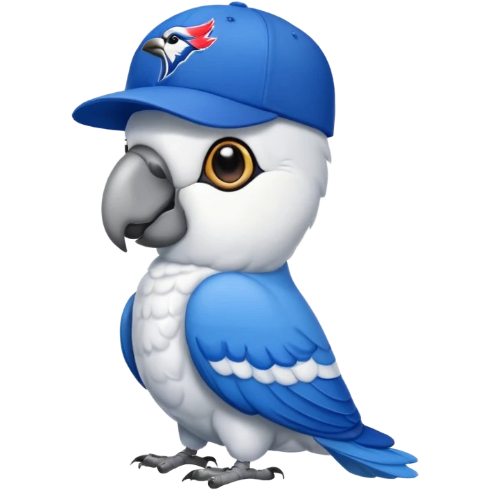 large white parrot with blue jays hat on emoji