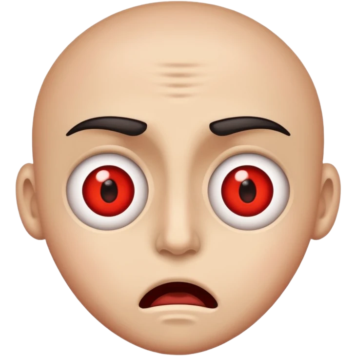 face with wide, bloodshot eyes, anxious or shocked emoji