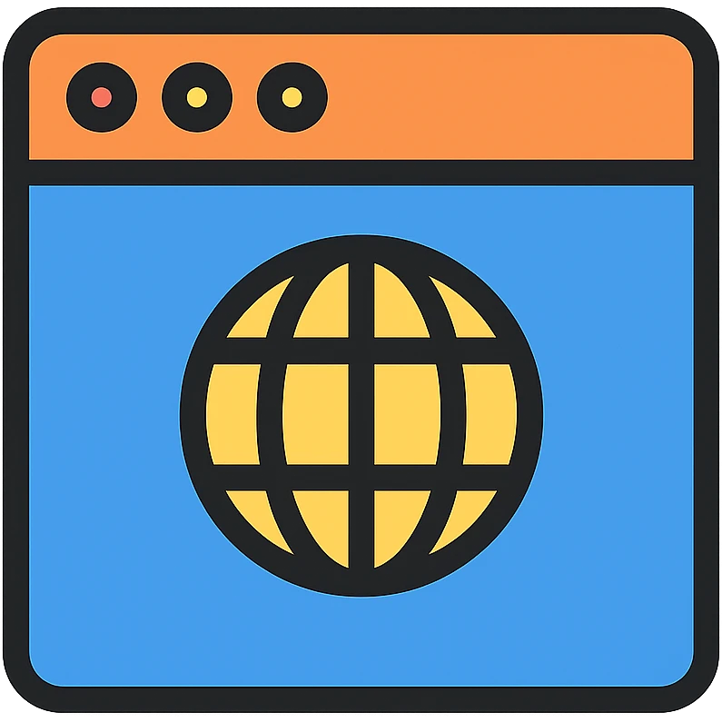 a browser icon, lineal color with black outlines, vibrant and modern emoji