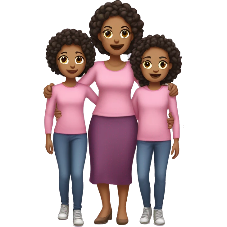 Lightskin mom with three daughters emoji