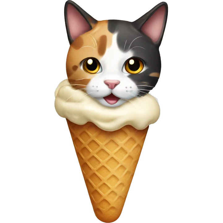 Icecream with calico cat emoji
