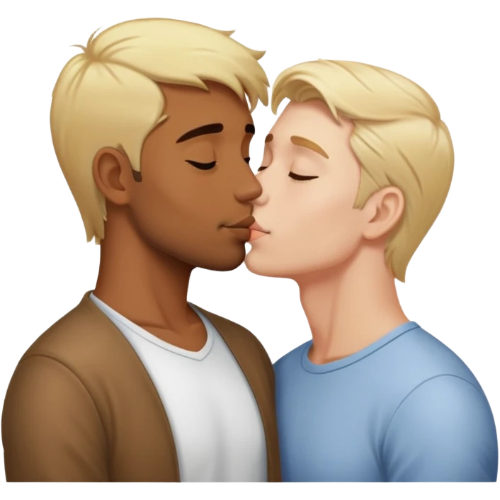 Blond guy kiss brown guy  emoji