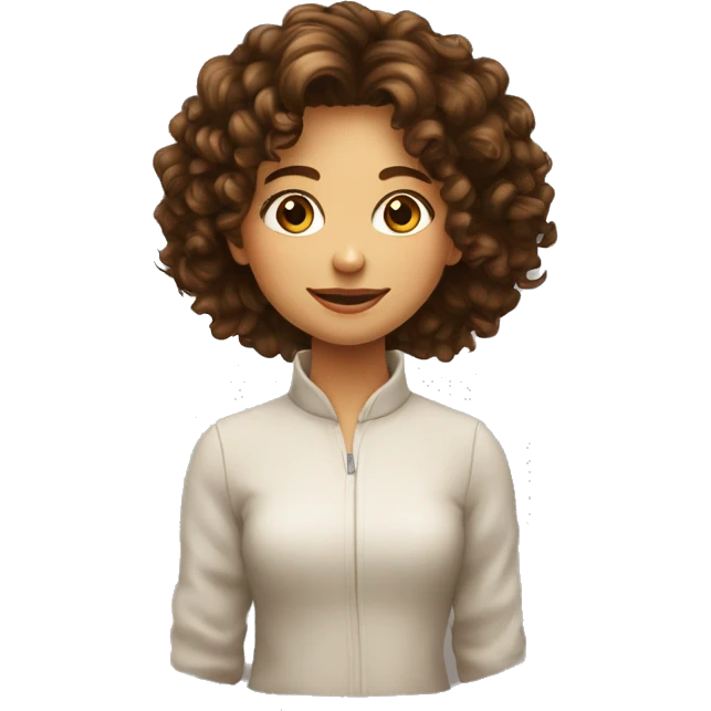 fille cheveux bouclés brun foncé long  emoji