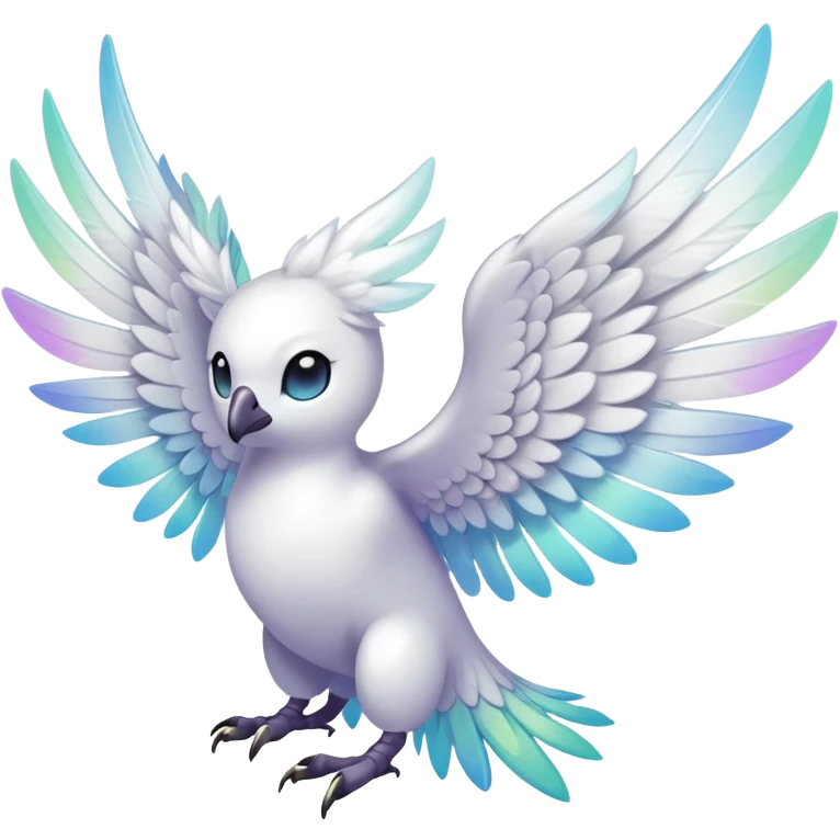  Iridescent white pale wings-ears, fakemon-creature  emoji