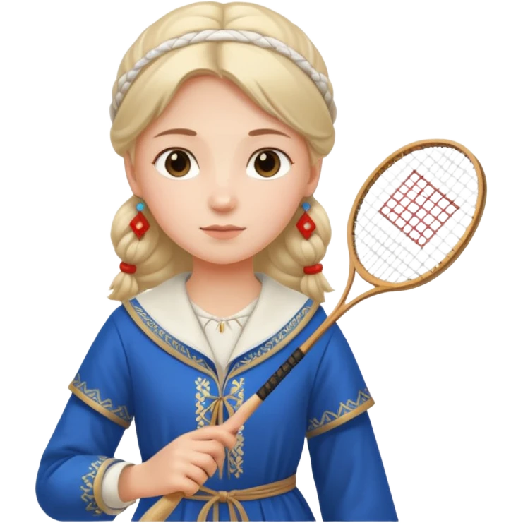 ancient russia girl with 1 badminton racket emoji