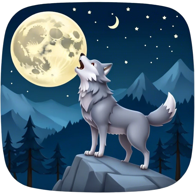 Wolf & moon  emoji