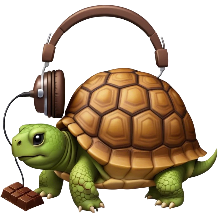 tortoise with headphones eating chocola emoji