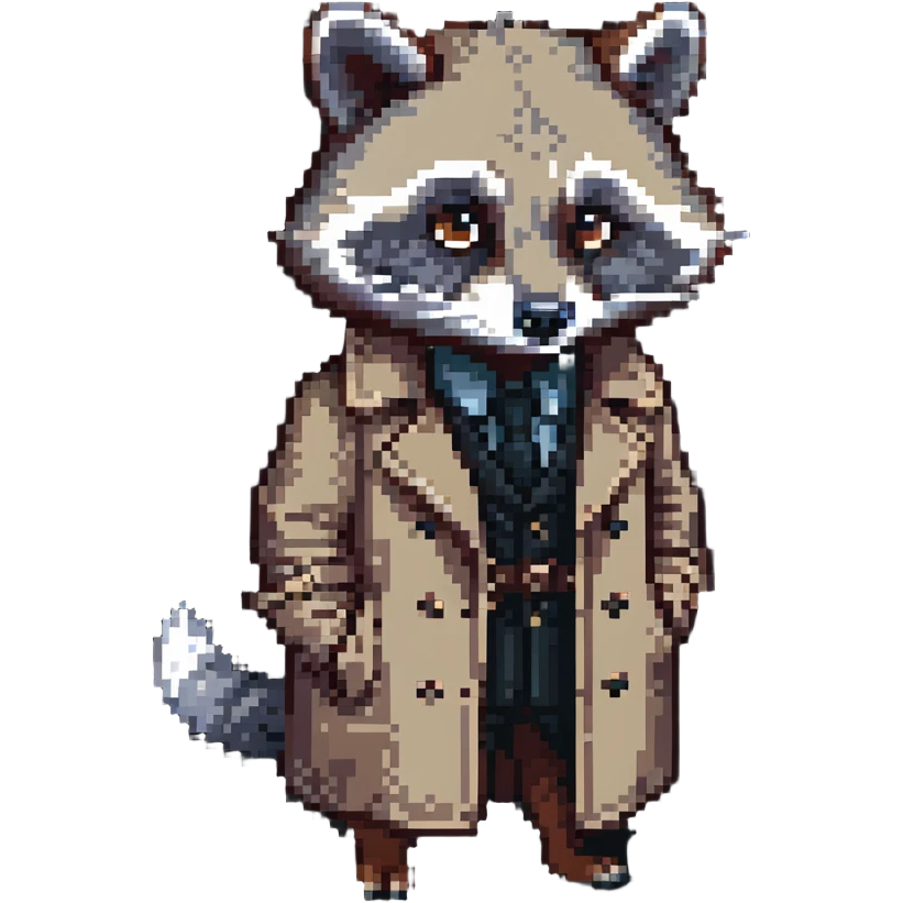 Raccoon private investigator in trenchcoat emoji