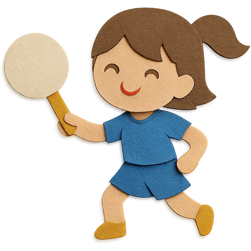 paper craft style brown-haired girl playing tamburello sport emoji