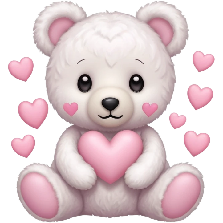 White teddy bear with pastel pink hearts emoji