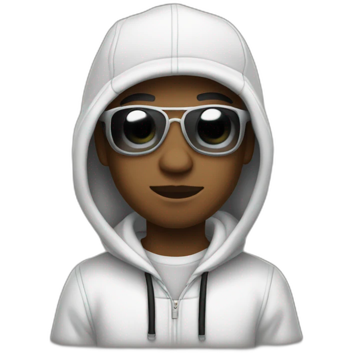 rapper in white snapback and hoodie emoji