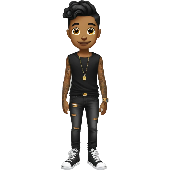 stylish boy in tattoos  emoji