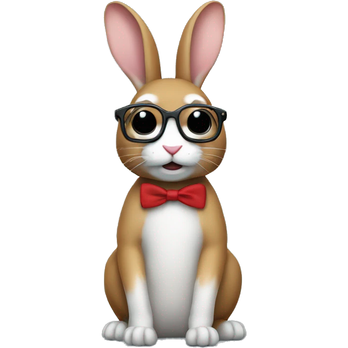 Rabit with ornje tuhg life glasses emoji
