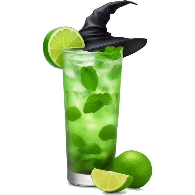 Mojito with witch hat emoji