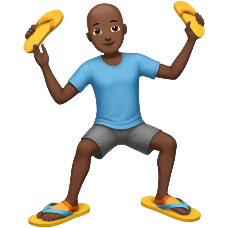 Black bald man tapping his flip flops  emoji