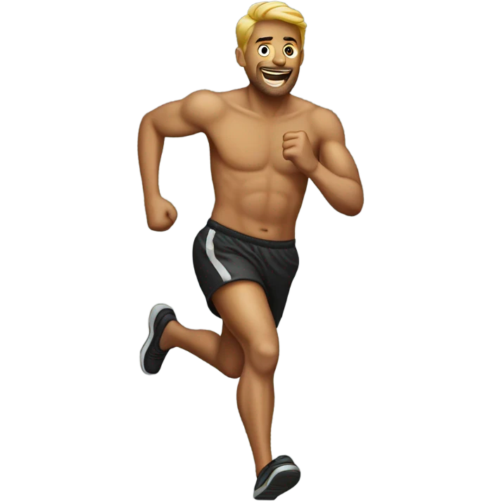 Guy running with a thong emoji