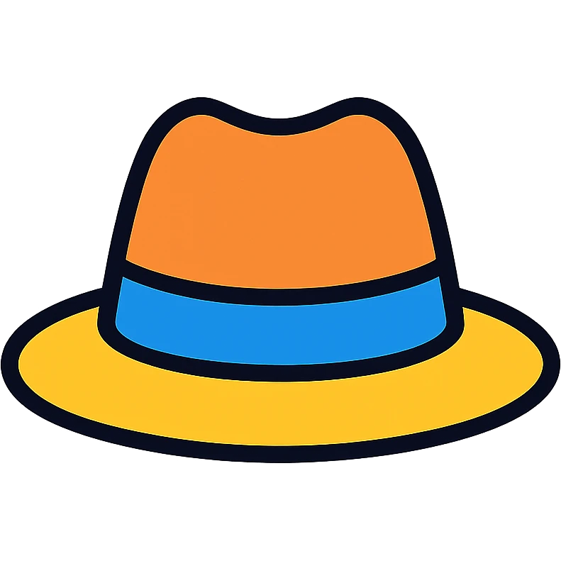 hat, lineal color icon with black outlines, simple and modern emoji