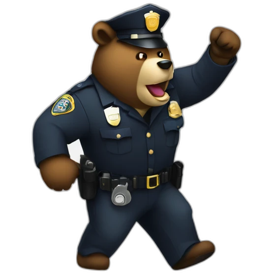 Bear cop arresting a criminal emoji