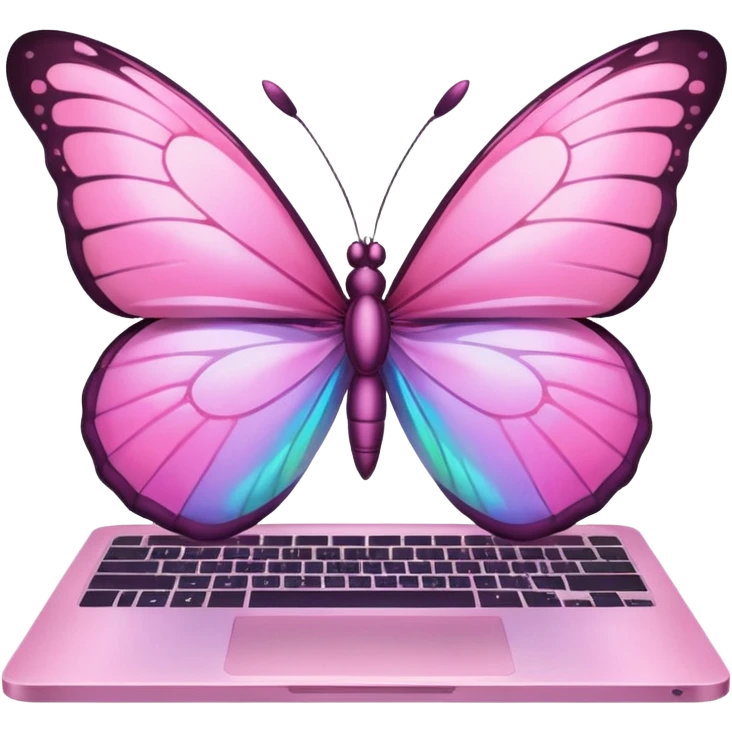 pink butterfly on laptop emoji
