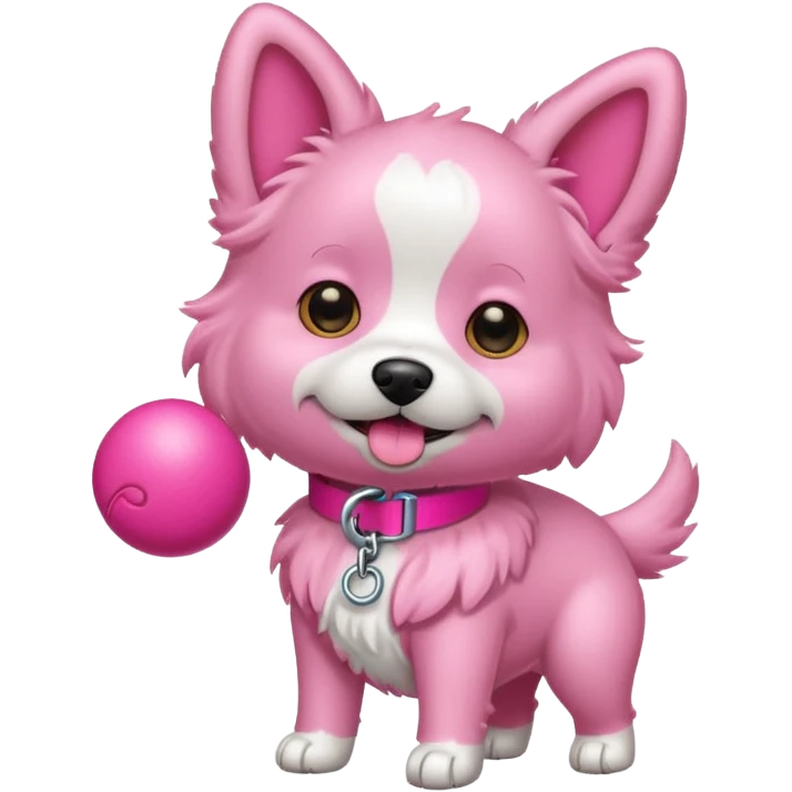 pink girly dog playing fetch emoji