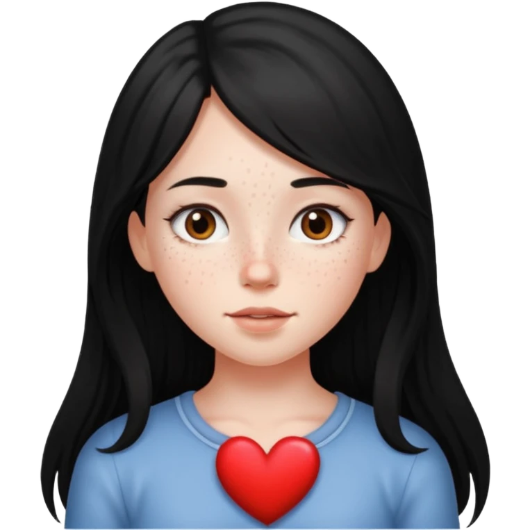 girl with dark long hair heart short emoji