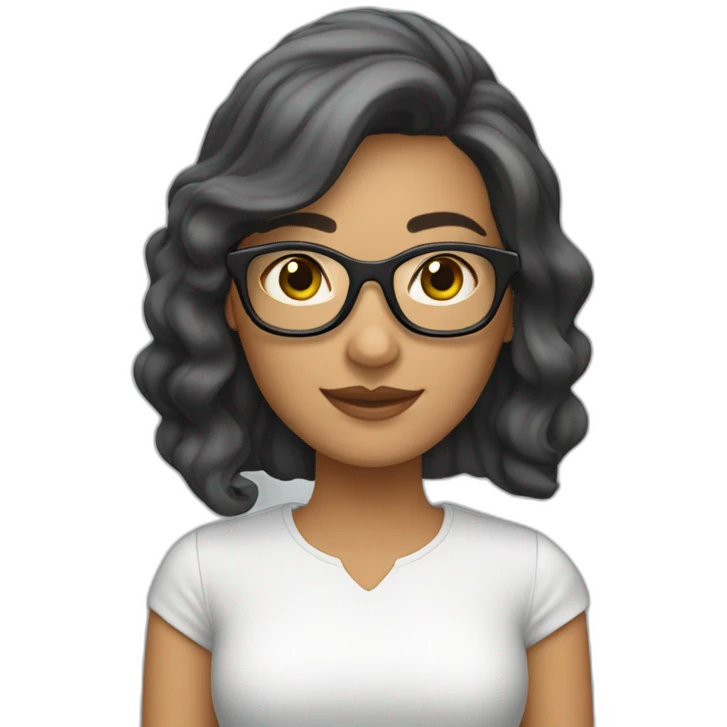 Una mujer de 36 años, piel morena clara, lentes blancos, cabello negro  emoji