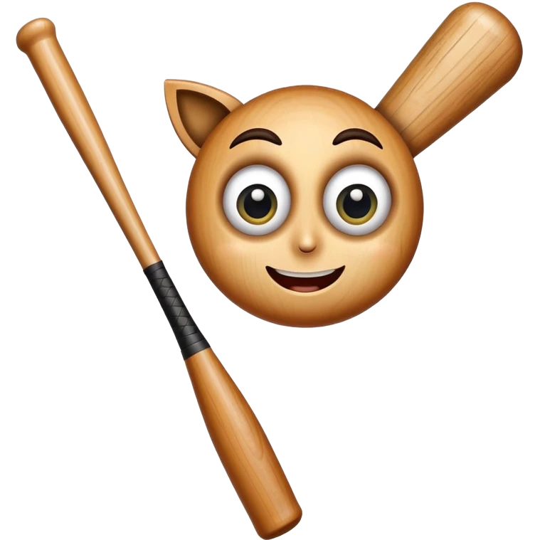 Baseball bat with big eyes and a happy expression emoji