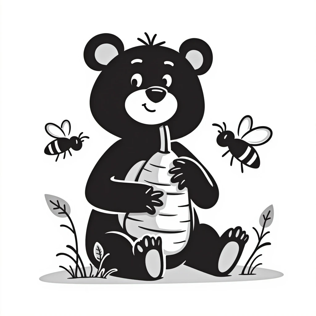 bear eating honeycomb with bees flying around emoji