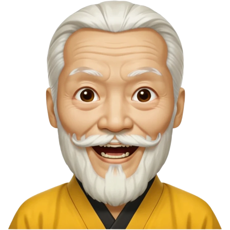 Сенсей пай Мей из убить Билла 2 с густой седой бородой и густыми бровями смеётся  emoji