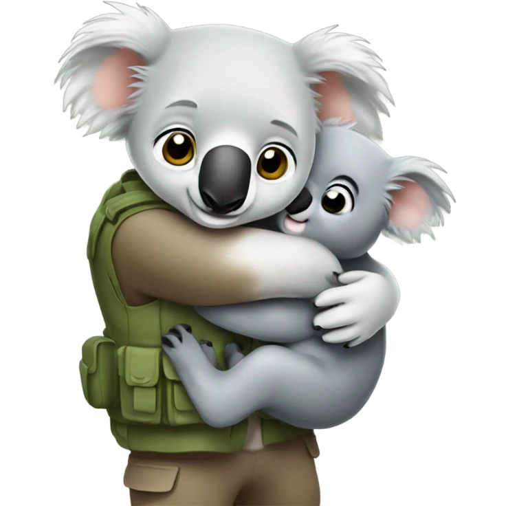very cute koala hugging zookeeper emoji